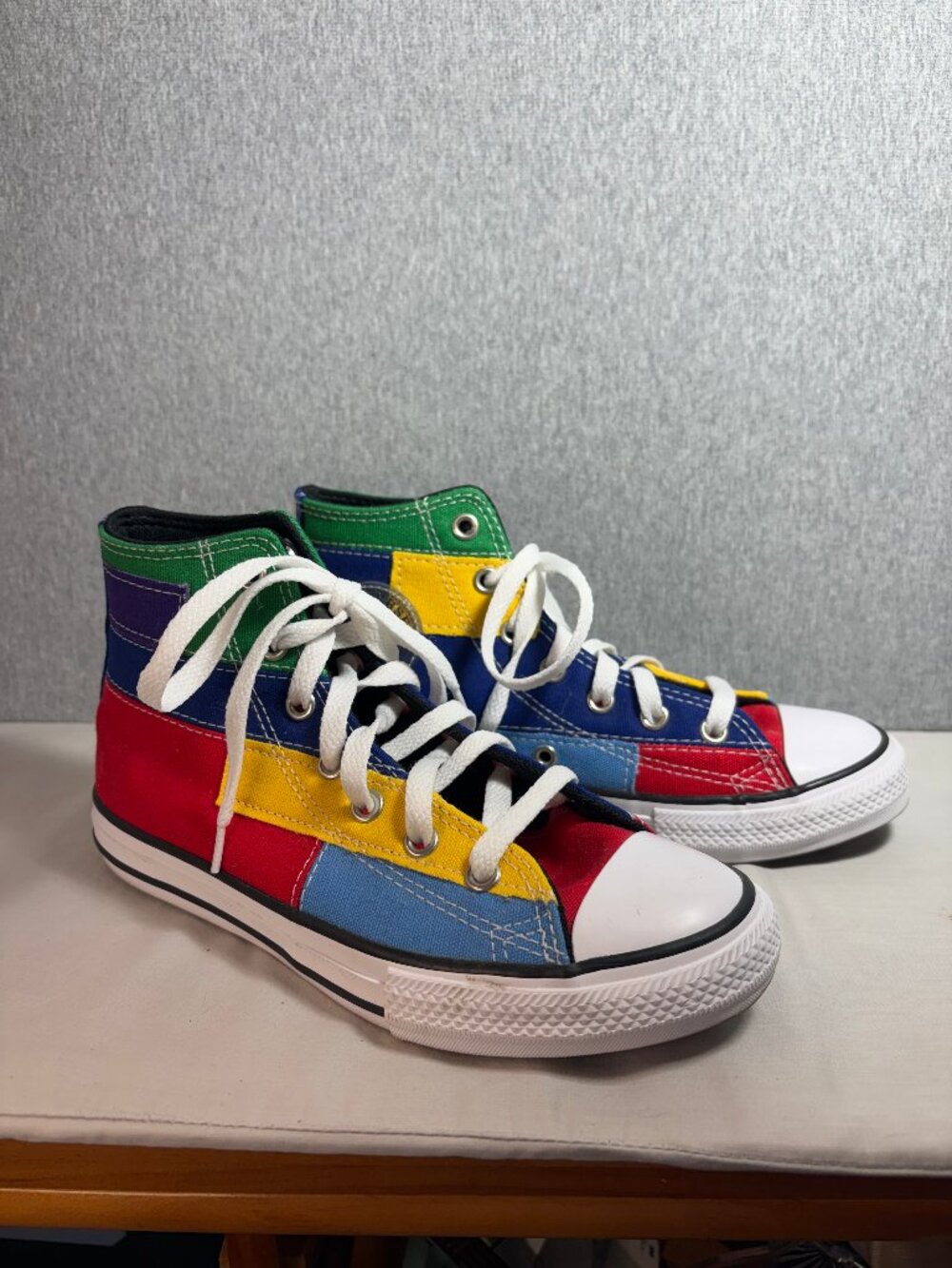 EUC Converse Chuck Taylor All Star High Tops Patchwork Colorblock - Youth Size 3